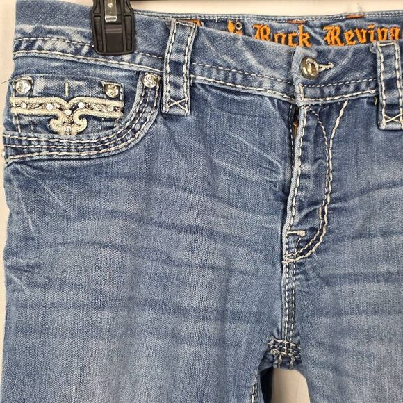 Rock Revival Cleer Easy Crop Jeans 30 Embellished Pockets - Picture 3 of 15